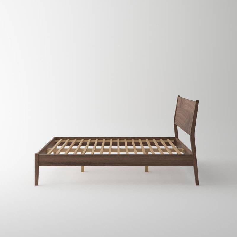 Cadre de lit Isabella Mid Century - Noyer américain massif - Grand, Grand lit