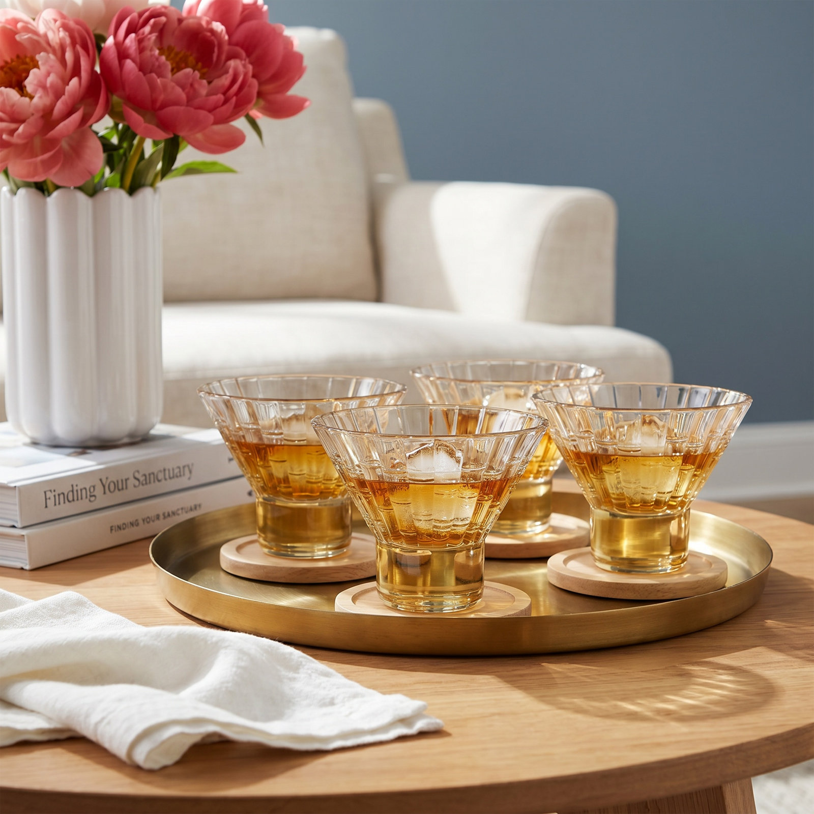 Ribbed Martini Glass, Ginger Gold