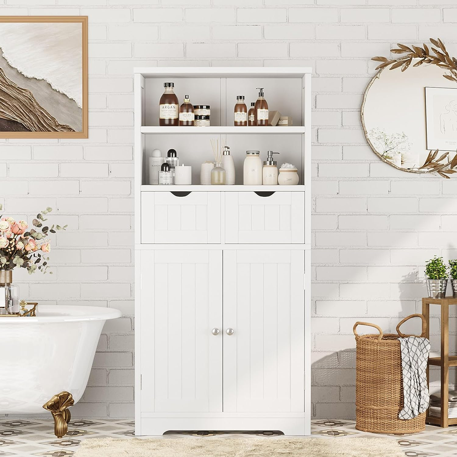 Beachcrest Home Manhattan Freestanding Bathroom Cabinet & Reviews