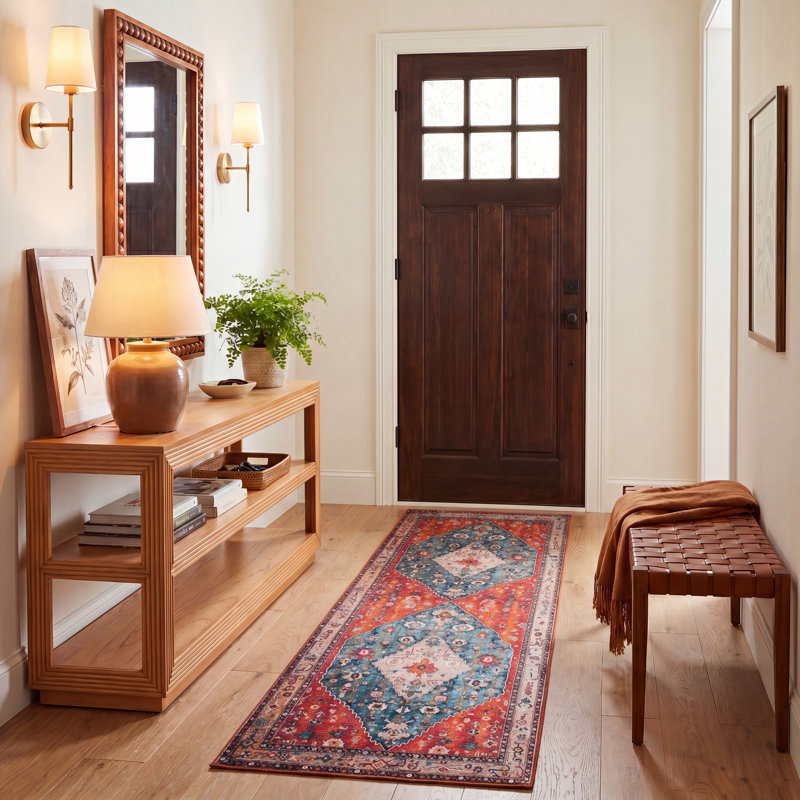 Tapis oriental beige / bleu Sonia, Tapis de couloir 2 pi 6 po x 8 pi