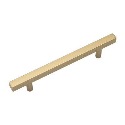 Heritage Designs Quad Bar Pull - 6-5/16" Center to Center Cabinet Pull Brushed Golden Brass - Contemporary Hardware for Drawers & Cabinets