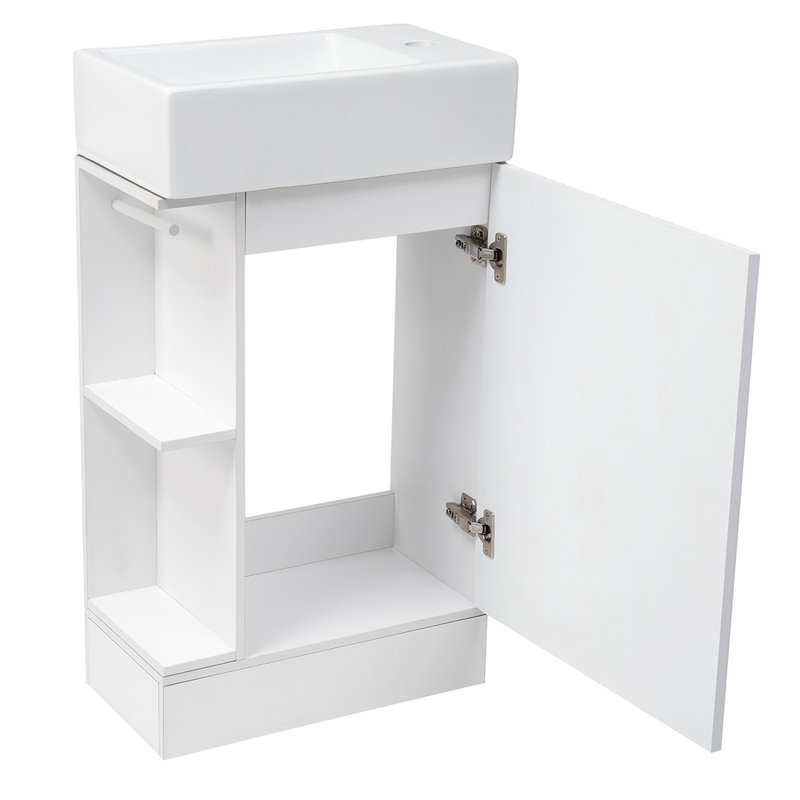 Meuble-lavabo simple avec plateau 18,61 po Recep, Blanc