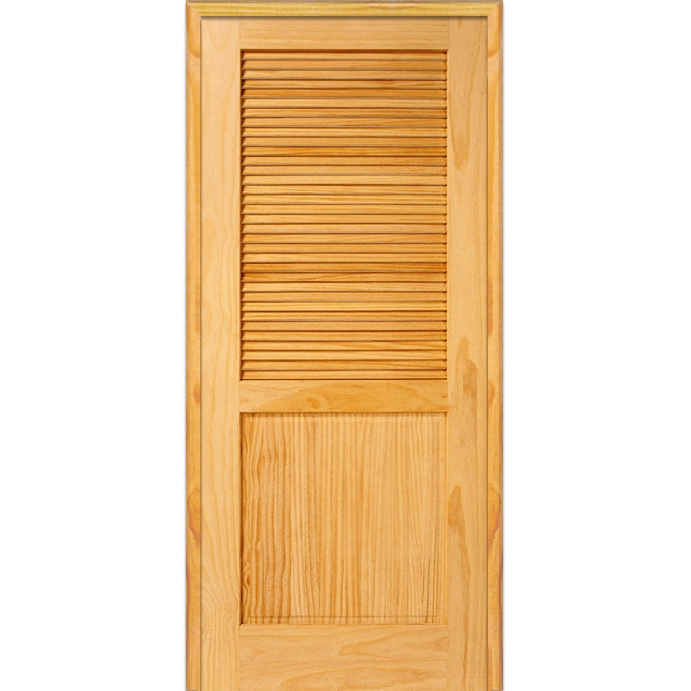Louver Interior Door 80'' Solid + Manufactured Wood Louvered Unfinished with Installation Hardware Kit without Installation Hardware Kit Prehung Door MMI DOOR 