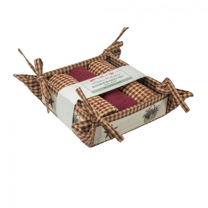 Ensemble de paniers à pain bourgogne et beige