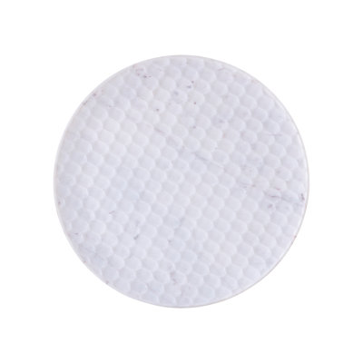 Plateau rond moyen en marbre blanc