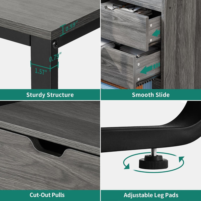 L-Shaped Computer Desk With Integrated Power Outlets, RGB LED Lighting, And File Cabinet, Featuring Ample Storage And Adjustable Shelves For Home Office Workspace