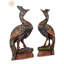 Paire de paon en bois sculpté à la main de 24 po de hauteur, décor sud-indien pour vestibule et salon