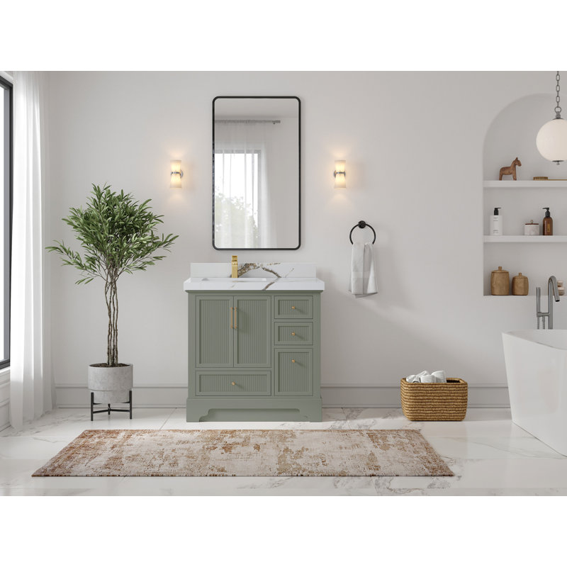Ensemble de meuble-lavabo simple 36 po Colisa, Or Calacatta