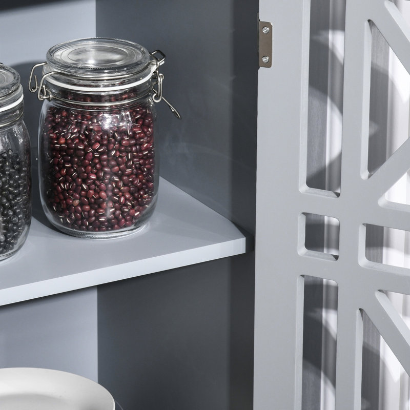 Buffet gris pour salle de bain, buffet de style français avec portes doubles et poignées en métal