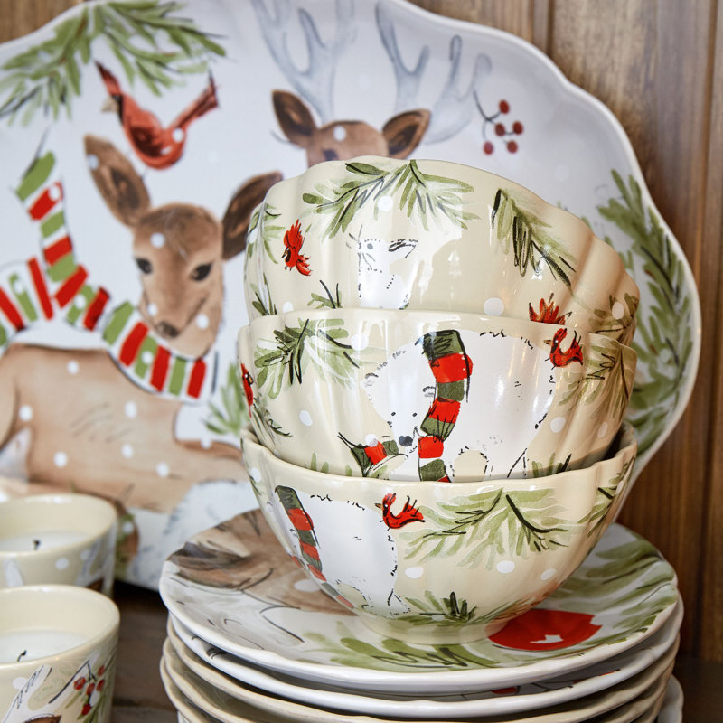 Deer Friends Stoneware Platter