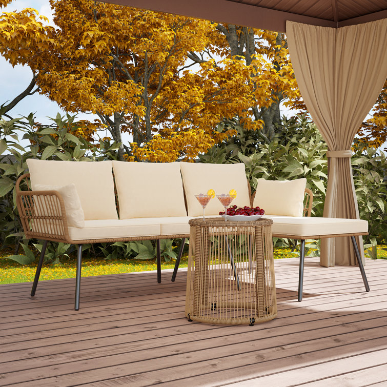 Corrigan Studio® Annajulia Outdoor Rope Woven Sectional Patio Furniture  L-shaped Conversation Sofa Set & Reviews