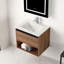 Meuble-lavabo flottant 30 po avec lumières DEL - Armoire murale en bois avec lavabo en acrylique, rangement à fermeture en douceur et lavabo intégré moderne-829173753-829173752