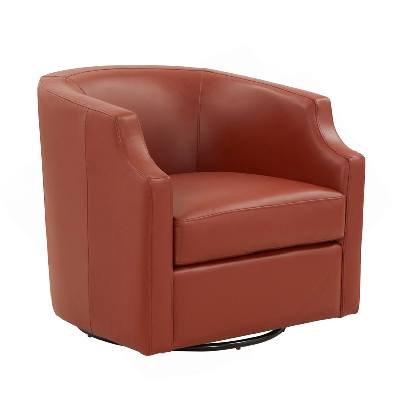 Fauteuil demi-tonneau pivotant Emmett, Caramel