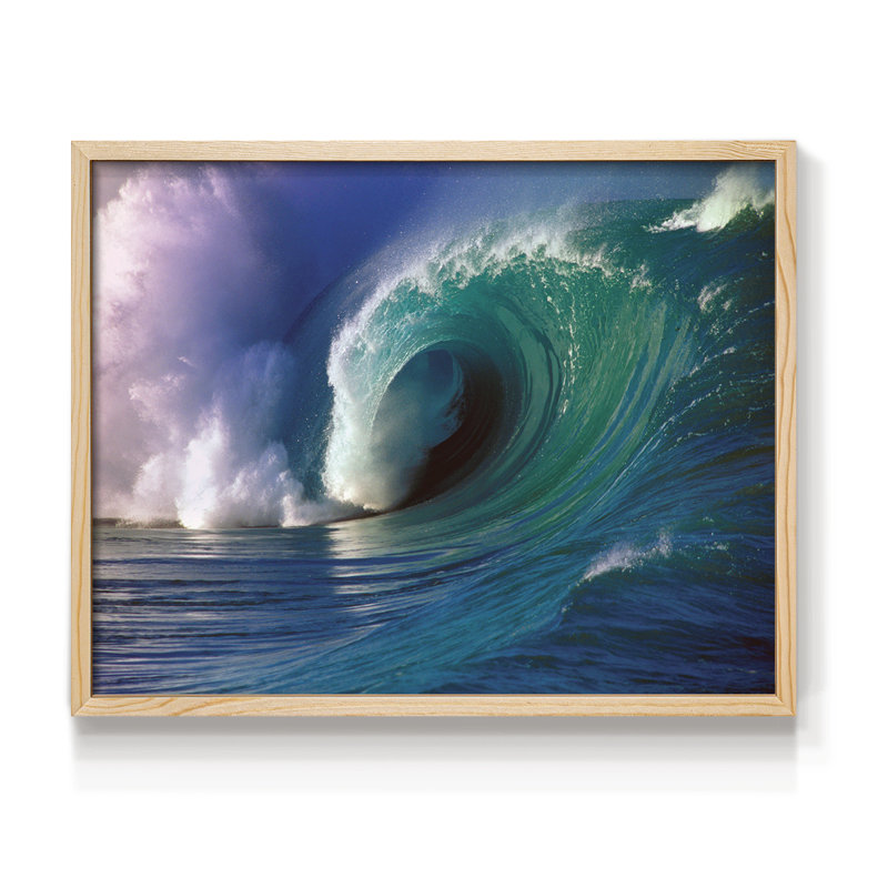 Waimea Bay - Reproduction encadrée - Restickable, Naturel, H 16 po x l 20 po
