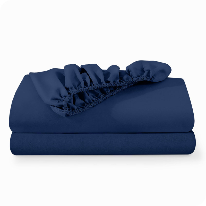 Drap-housse à poches profondes en microfibre ultra-douce, Bleu foncé, Drap-housse pour lit simple TG