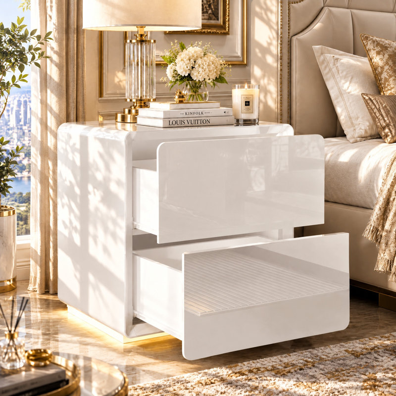 Table de chevet moderne et brillante avec base DEL douce