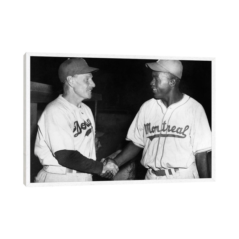 Jackie Robinson (1919-1972) - Print on Canvas, White Framed, 66.04 cm H x 45.72 cm W