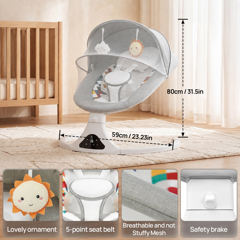 Balancelle pour bébé, balançoire Bluetooth avec télécommande