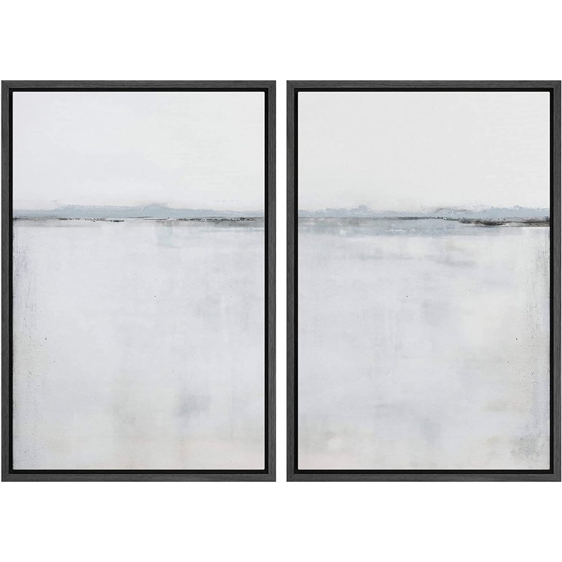 Ensemble de 2 peintures encadrées sur toile, Noir, H 24 po x l 32 po x P 1,5 po