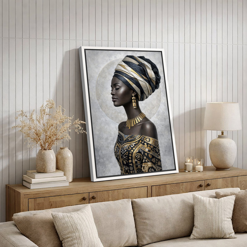 «African Queen Headwrap», reproduction d'art sur toile encadrée, impression sur toile, H 24 po x l 16 po x P 1,5 po