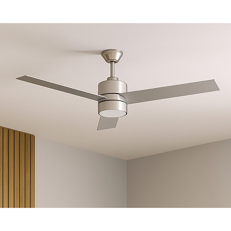 Santo - 52'' 3 Blade LED Ceiling Fan - Silver Finish, Silver, Satin Nickel