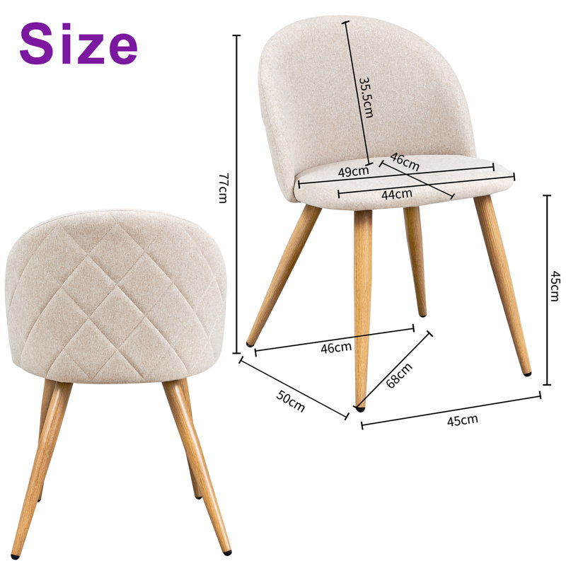 45cm H Upholstered Upholstered Back Side Chair, Beige