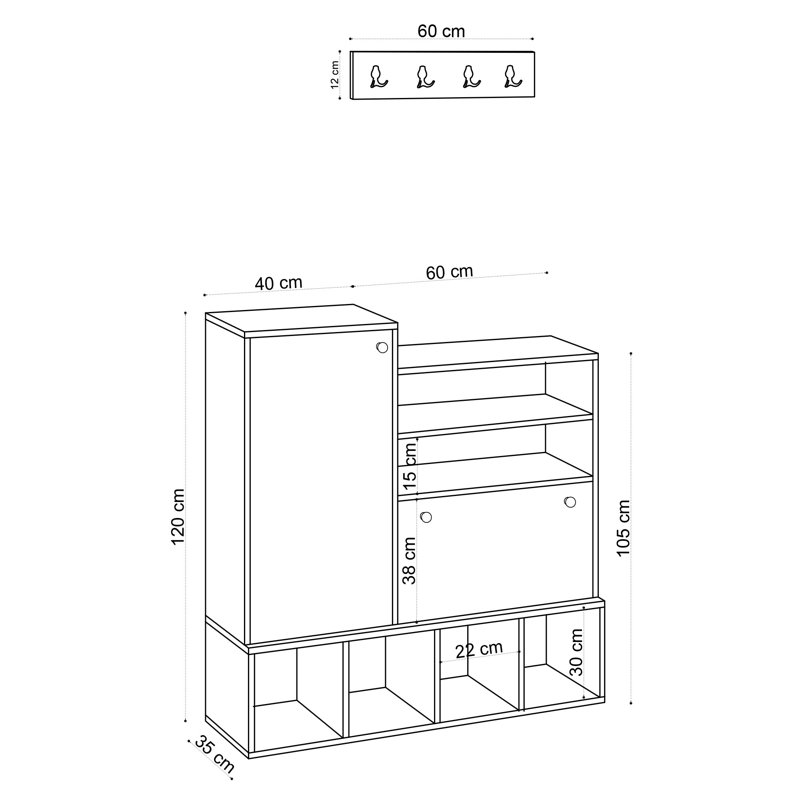 Armoire de rangement pour chaussures 8 paires