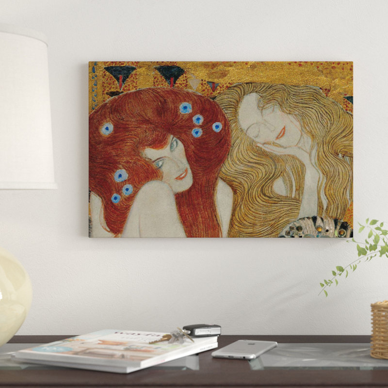 Beethoven Frieze par Gustav Klimt - Giclée sur toile tendue avec châssis, H 26 po x l 40 po x P 1,5 po, Pas de tapis