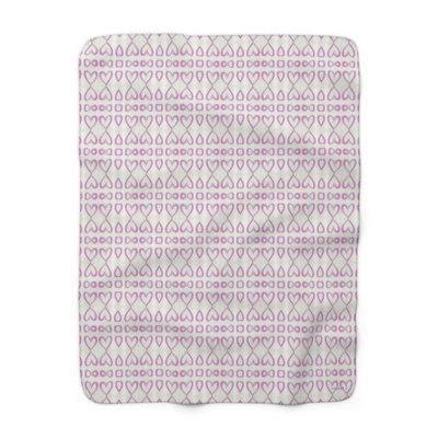 Sherpa Fleece Throw - Pink Hearts pattern