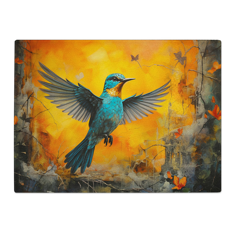 Kingfisher Action No.2  Glass Chopping Board