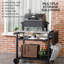 Chariot de gril extérieur avec table d'appoint pliable, four à pizza multifonctionnel en acier inoxydable de 46 po x 21,75 po avec trois tablettes, table de préparation des aliments mobile sur roulettes