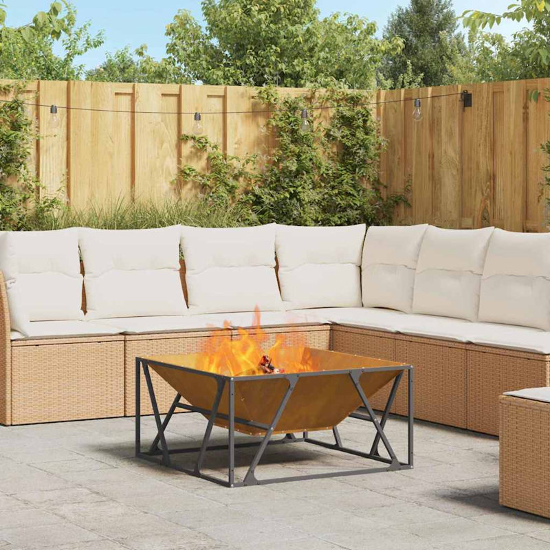 Outdoor Fire Pit, 40cm H x 80cm W x 80cm D, Brown