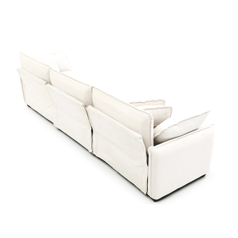 Ensemble de 3 chaises confortables en velours côtelé beige pour une ambiance douillette