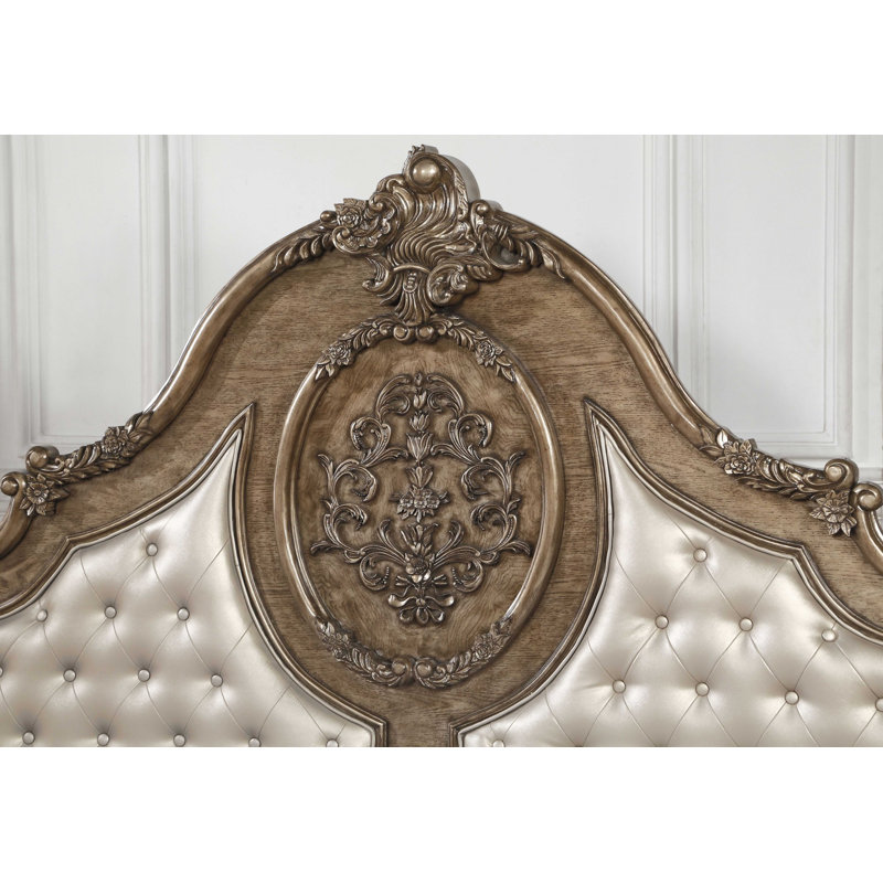 Diemer Upholstered Scalloped Bed, California King, Vintage Oak