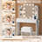 Makeup Vanity With LED Lighted Mirror & Power Outlet, Vanity Desk With 2 Drawers, 4 Open Shelves and Hair Dryer Rack For Bedroom-741262384