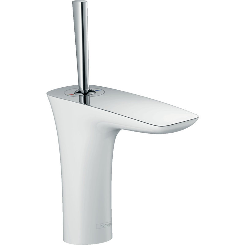 Puravida Single Hole Bathroom Faucet, Chrome/White, Without Pop-Up Drain Assembly