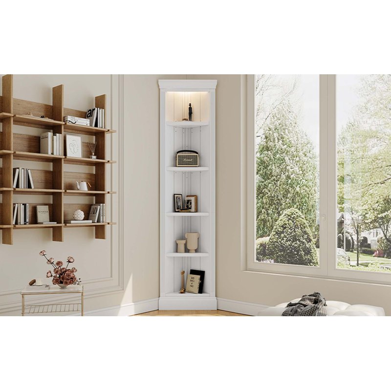 83.4"Tall Modern Corner Shelf,5 Tier Corner Bookcase, Storage Standing Shelf Unit