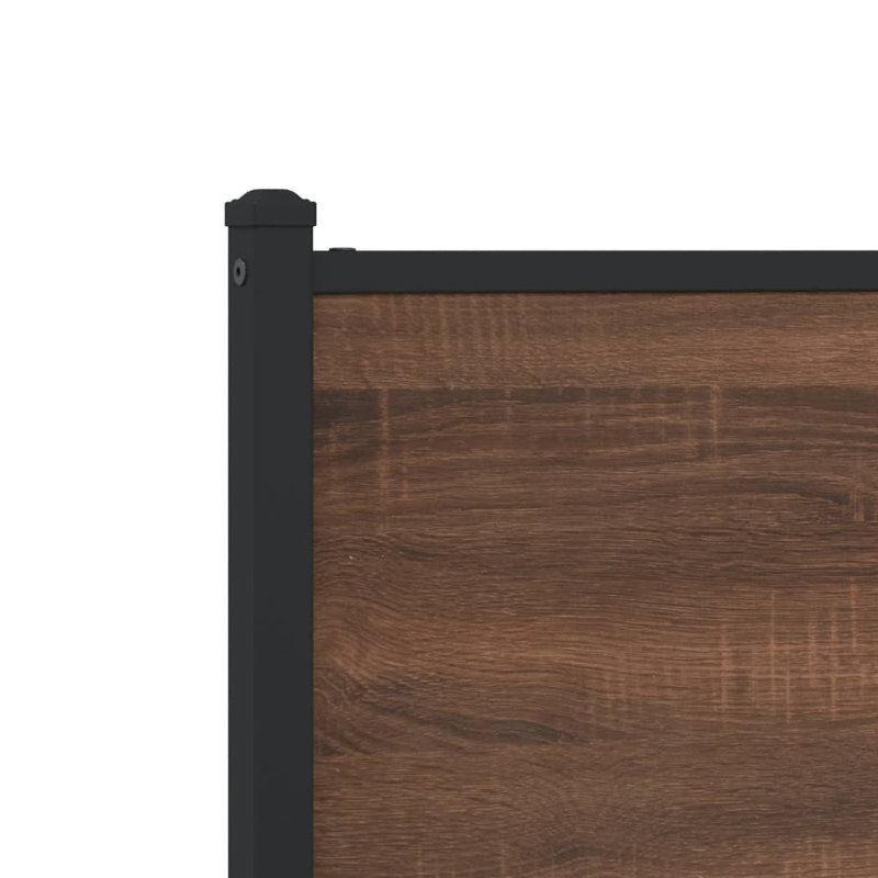 Vidaxl Metal Bed Frame Without Mattress , Brown Oak, 91.5cm H x 95cm W x 207cm L