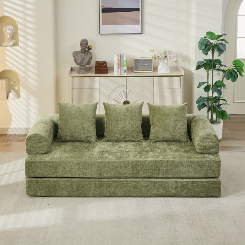 Canapé-lit pliant Boneless Comfy, Chenille verte