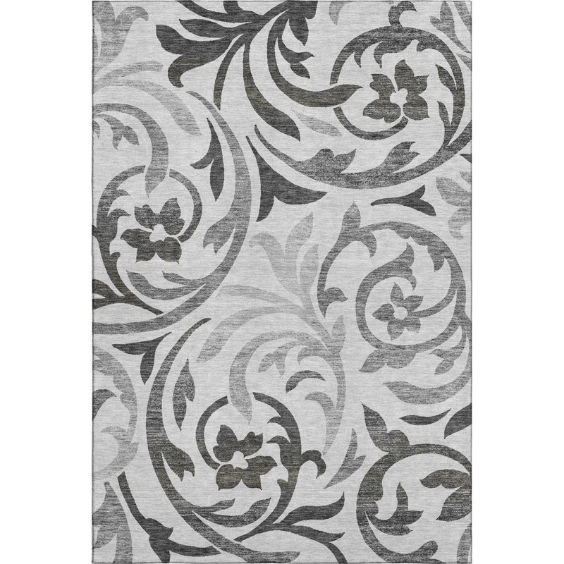 Premium Machine Washable Prisco Gray Rug, Rectangle 8' x 10'