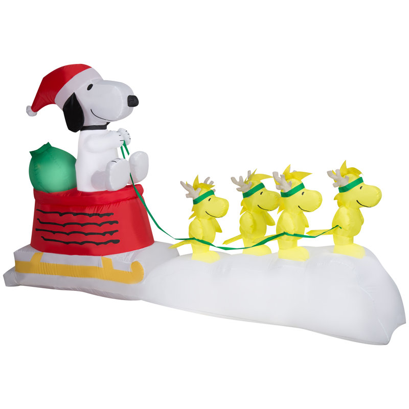 Airblown-Snoopy en traîneau à chien avec bûches-scène-cacahuètes