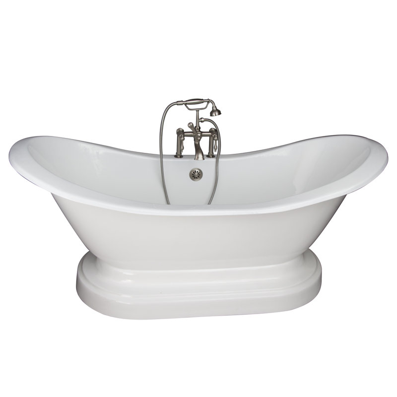 72'' x 30'' Soaking Cast Iron Bathtub, Satin Nickel