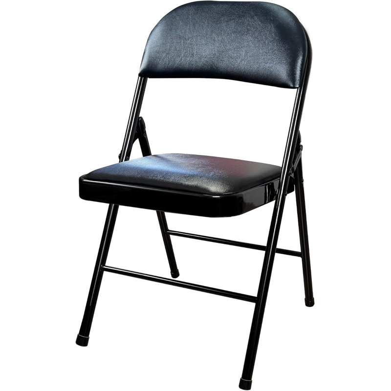 Ensemble de 1 chaises pliantes en vrac avec coussin rembourré, chaise pliante en acier noir