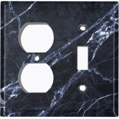 Plaque murale à 2 prises doubles en marbre à imprimé noir Marble