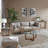 28"D Pecan Wood Coffee Table With Modern Glass 42"W Solid