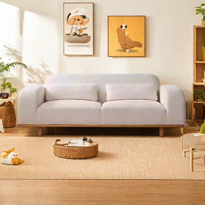 Modern solid wood simple straight line fabric sofa