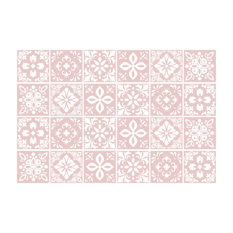 Carreau de mosaïque pelez et collez en PVC 35 po x 24 po, Rose