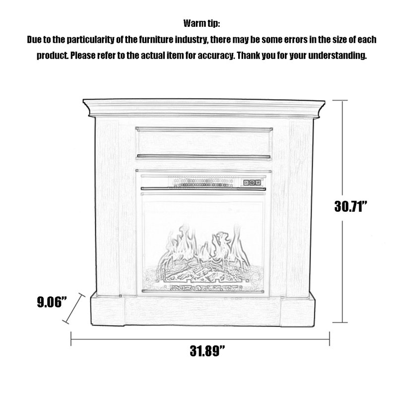 Simulated flame electric heating fireplace core for home and homestay use, Brown