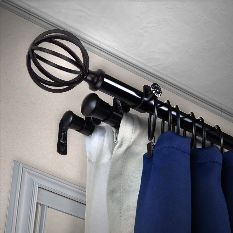 Ensemble de tringle à rideaux réglable 0,81 po, 28" - 48", Noir
