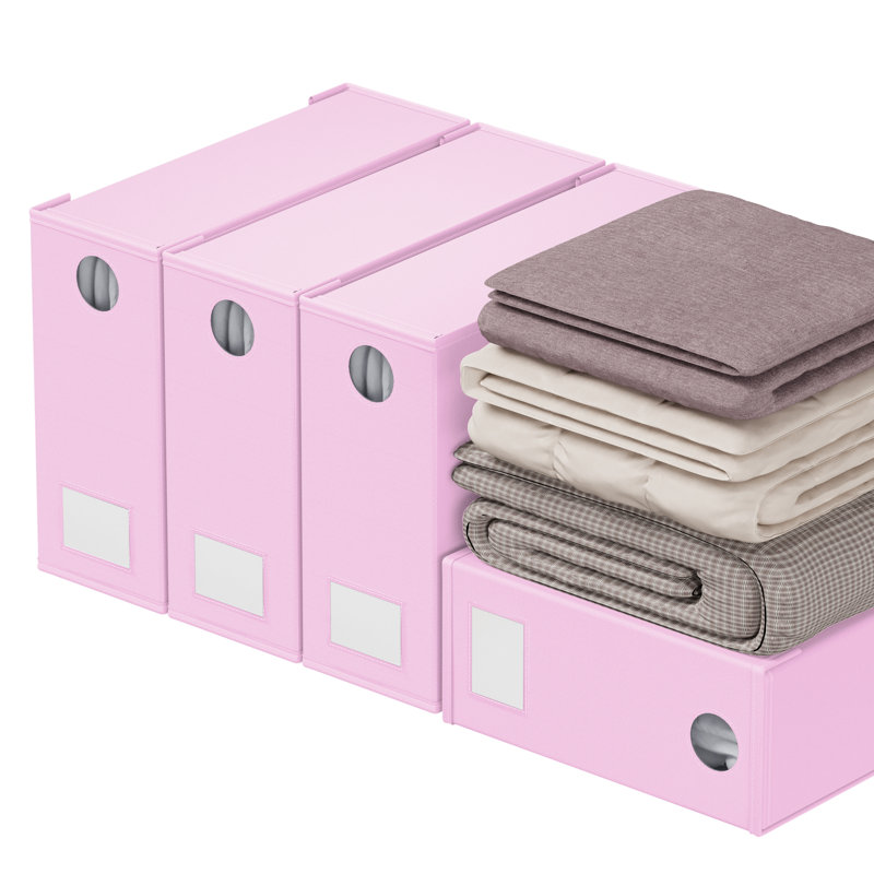 4-Pack Bed Sheet Organizers and Storage, Foldable Linen Closet Organizer, XL Sheet Set Folder Keeper with Window (Queen & King Size) Bedding Container